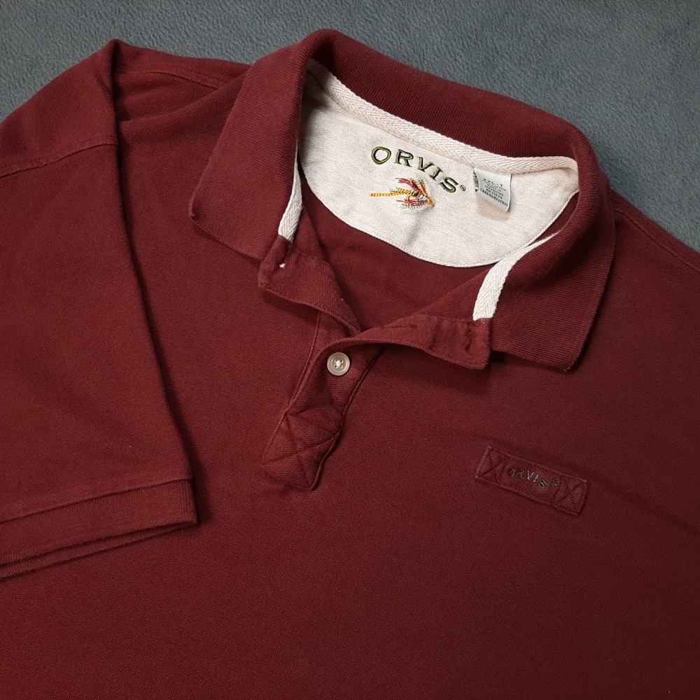 Orvis Polo Shirt Mens 2XLT XXL TALL Red Fly Fishing Outdoors Cotton Preppy